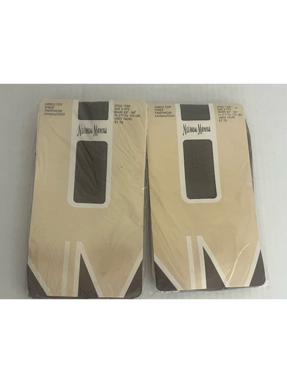 Neiman Marcus Girdle Top Sheer Pantyhose Sandalfoot Misty Taupe Size A #1360 x2